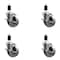 Service Caster 4'' Semi Steel Swivel 1-3/8'' Expanding Stem Caster Set with Brake, 4PK SCC-EX20S414-SSS-TLB-138-4 - alternate 1